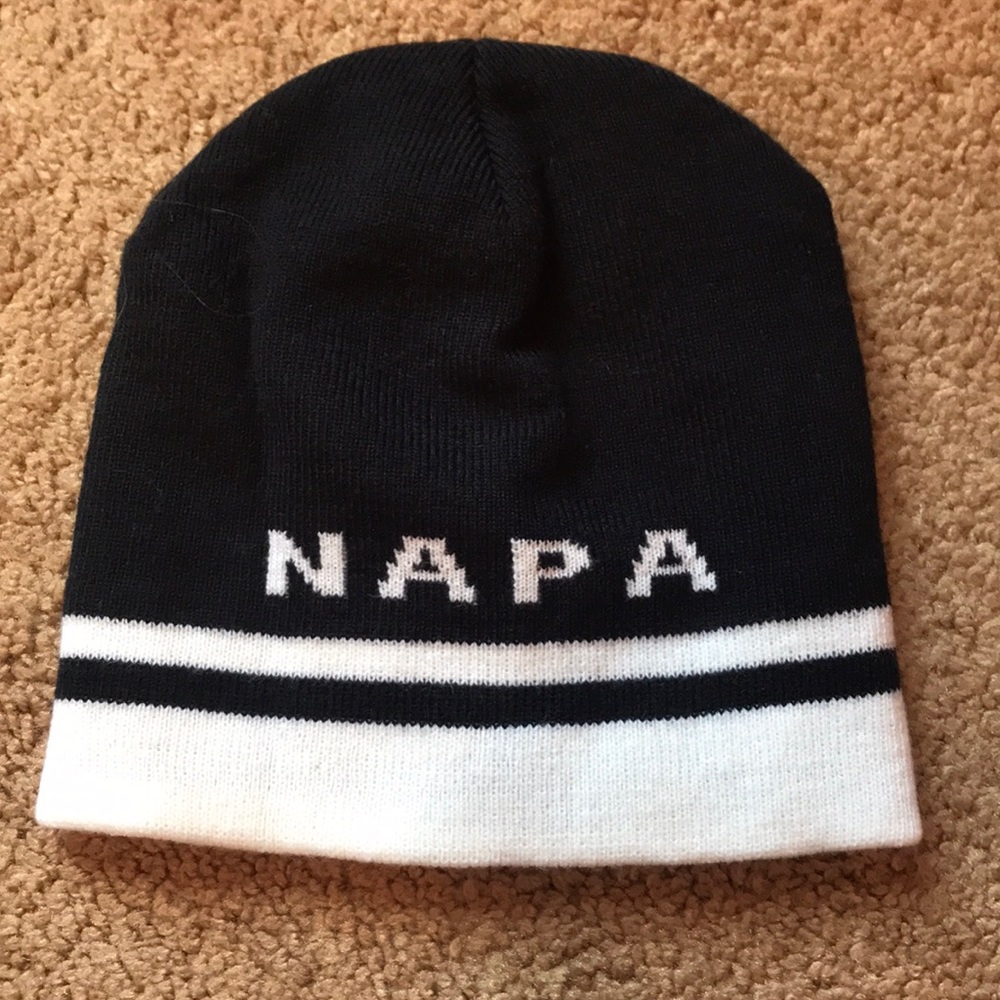 Navy blue and white hat